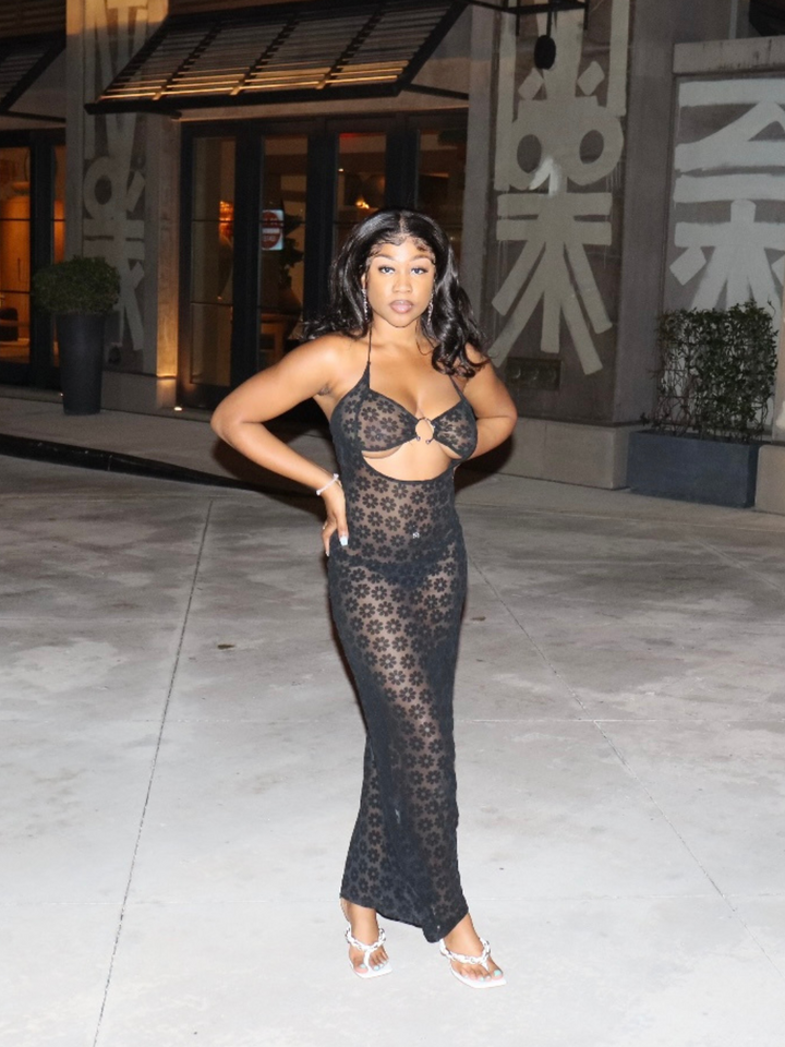 A Touch Of Velvet Black See Through Bodycon Open Back Dress - Soirées Boutique