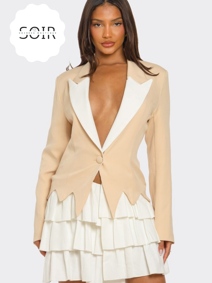 Neutral Intentions Two Tone Blazer Dress