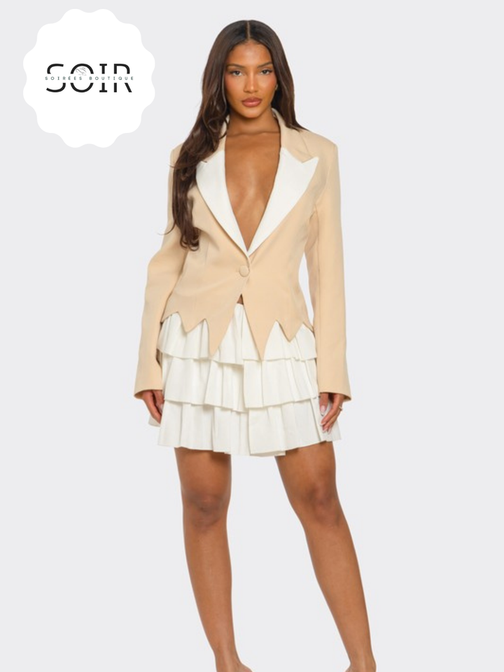 Neutral Intentions Two Tone Blazer Dress