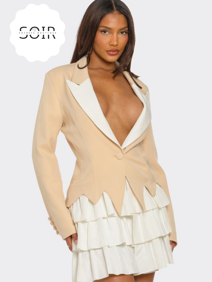 Neutral Intentions Two Tone Blazer Dress