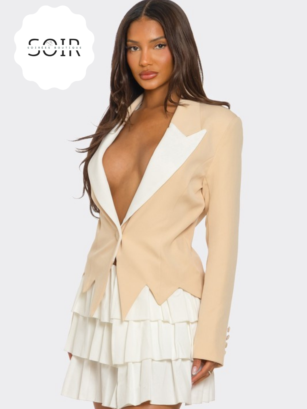 Neutral Intentions Two Tone Blazer Dress