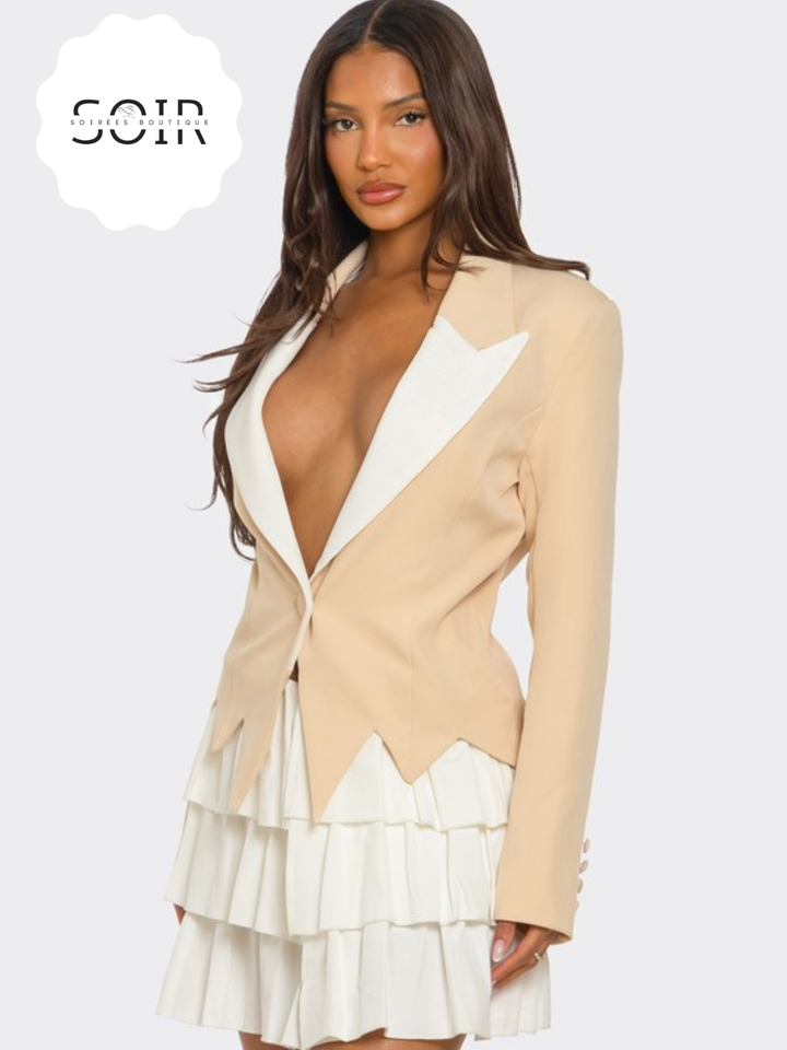 Neutral Intentions Two Tone Blazer Dress