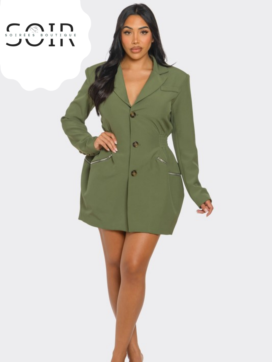 Emerald City Edge Tailored Utility Blazer Dress – Soirées Boutique