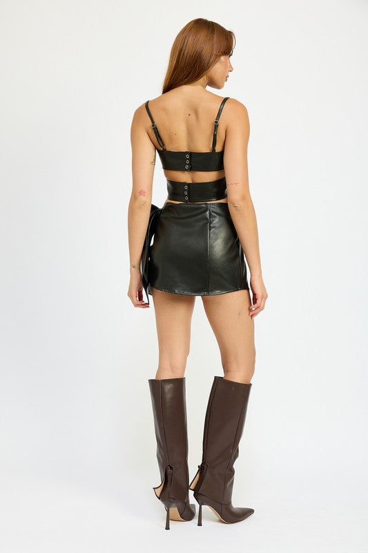 WRAPPED LEATHER CROP TOP - Soirées Boutique