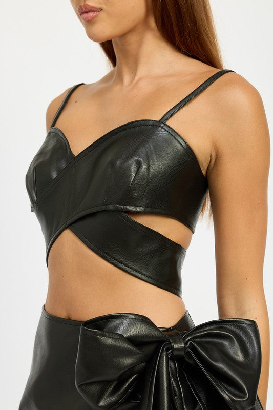 WRAPPED LEATHER CROP TOP - Soirées Boutique
