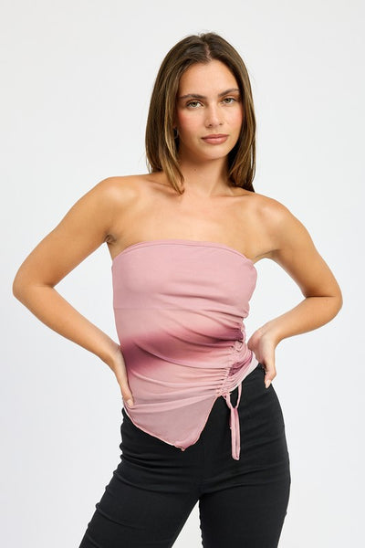 ASYMMETRICAL SHIRRED TUBE TOP - Soirées Boutique