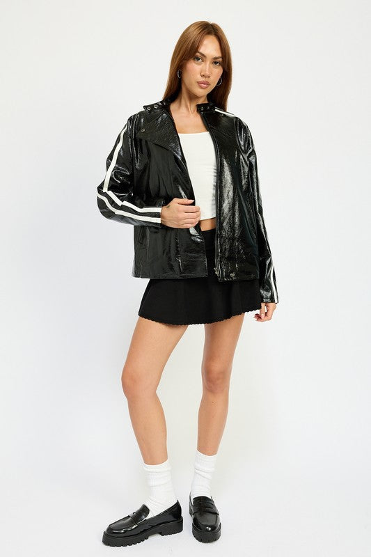 OVERSIZED MOTO PU JACKET - Soirées Boutique