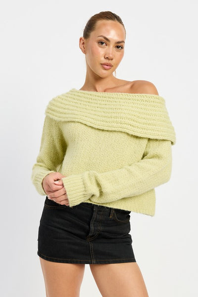 COWL NECK CROPPED SWEATER - Soirées Boutique