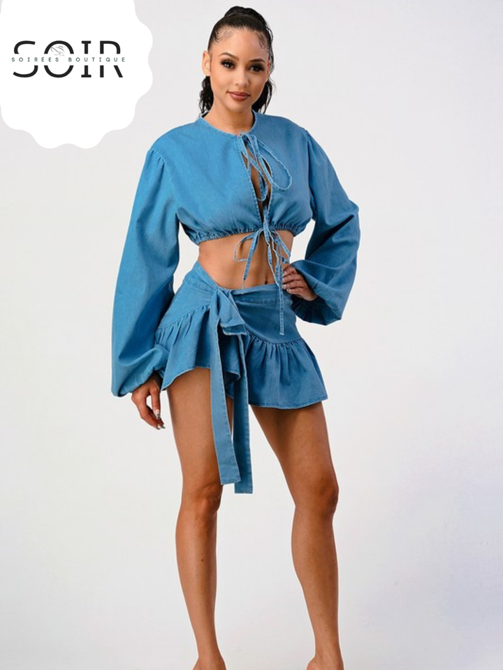 Blue Hour Bandit Denim Two-Piece Skirt Set