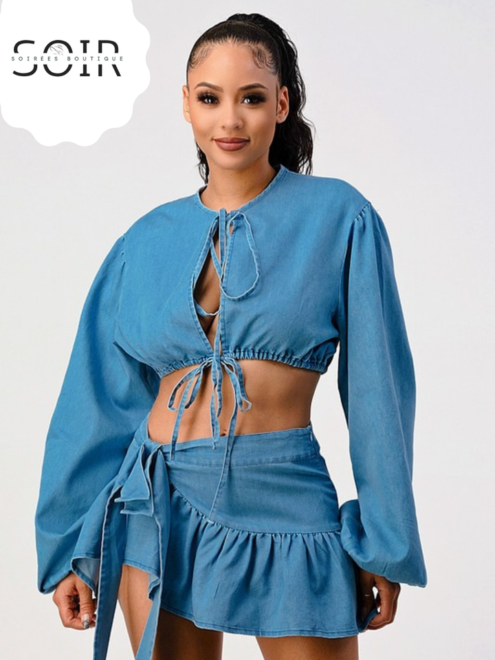 Blue Hour Bandit Denim Two-Piece Skirt Set