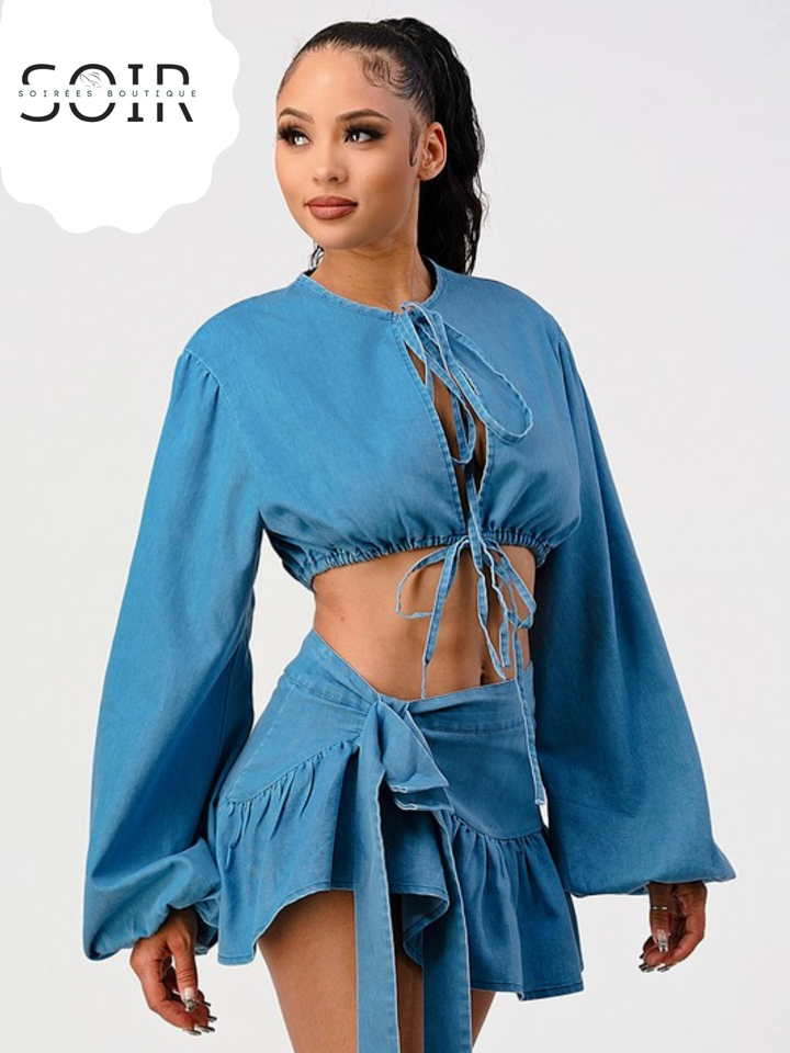 Blue Hour Bandit Denim Two-Piece Skirt Set