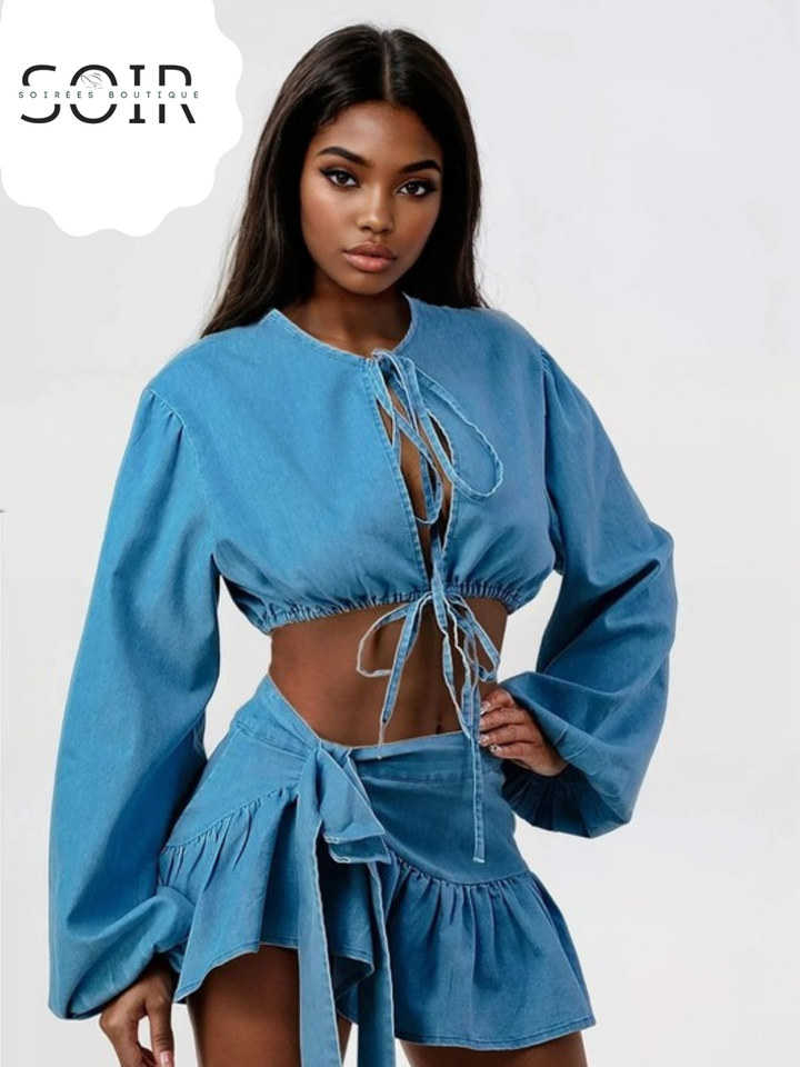 Blue Hour Bandit Denim Two-Piece Skirt Set