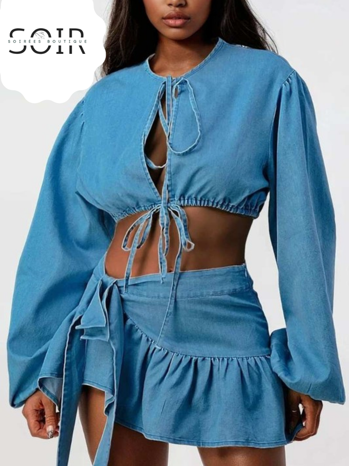 Blue Hour Bandit Denim Two-Piece Skirt Set