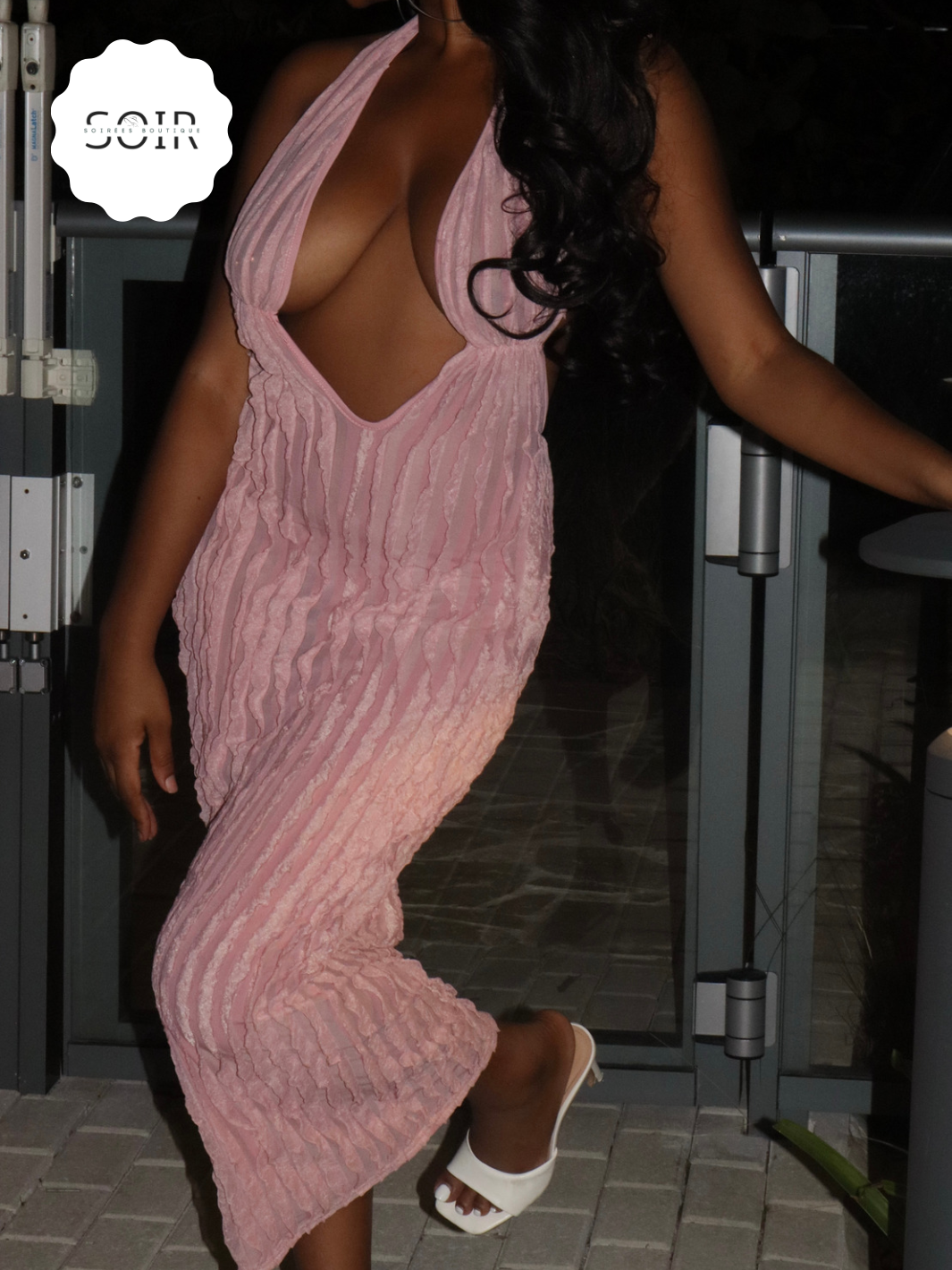Sunkissed Serenade Plunging Neckline Tie Up Backless Bodycon Dress - Soirées Boutique
