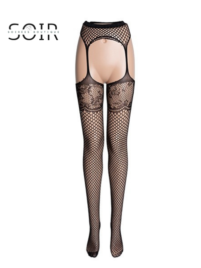 Velour Vixen Suspender Tights - Soirées Boutique