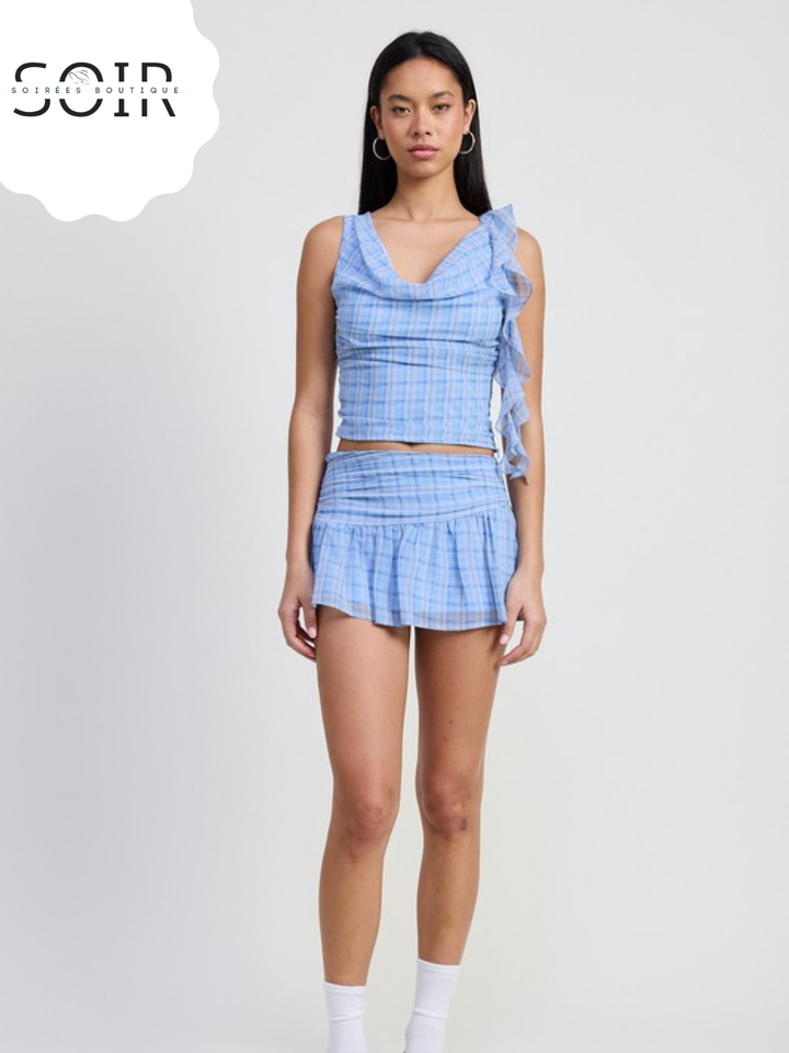 Peri Picnic Whisper Ruffle Cowl Neck Top