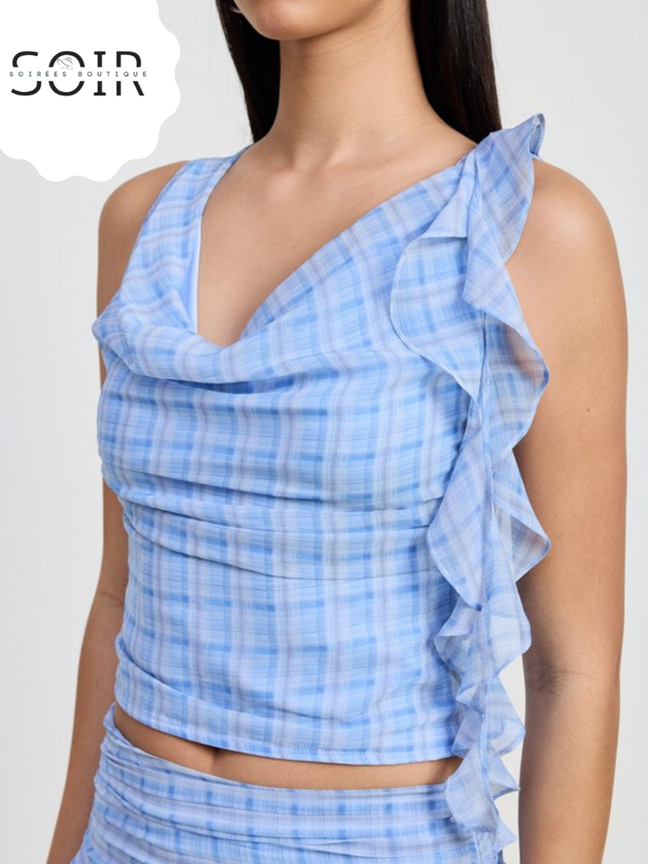 Peri Picnic Whisper Ruffle Cowl Neck Top