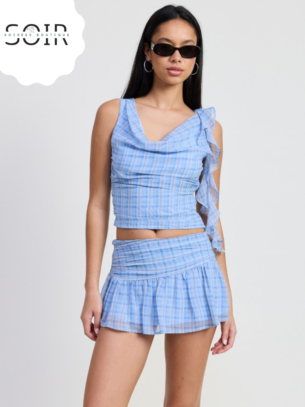 Peri Picnic Whisper Ruffle Cowl Neck Top