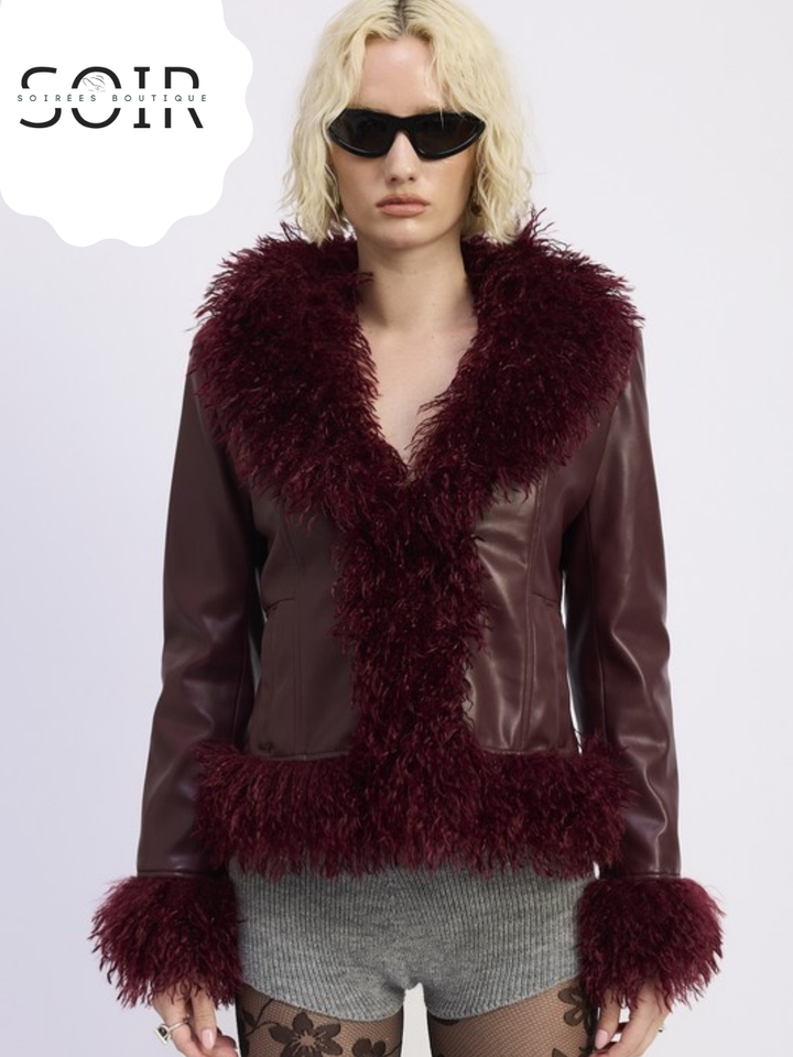Crimson Dagger Leather Fur Jacket