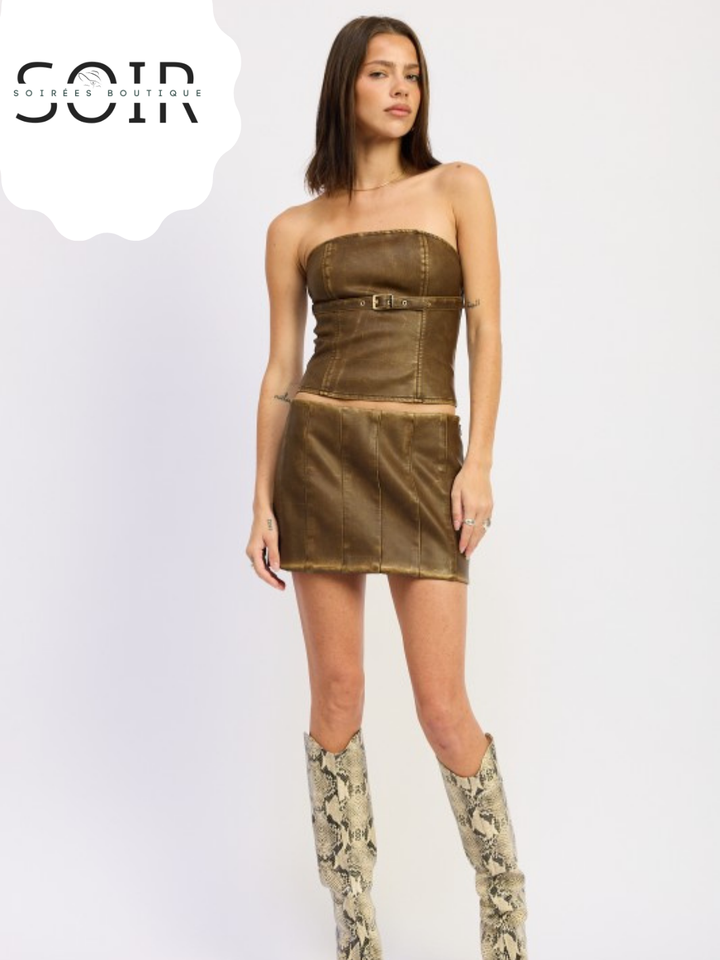 Nocturne Cinch Leather Tube Top