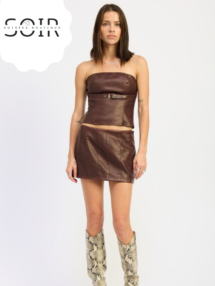 Nocturne Cinch Leather Tube Top
