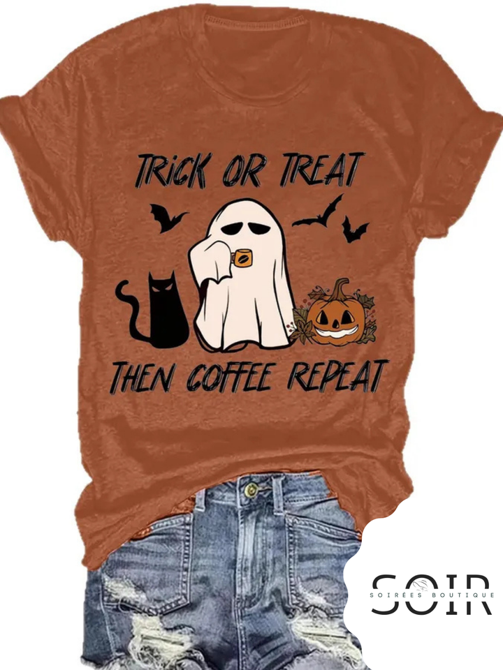 Trick, Treat & Caffeine Heat Short Sleeve Halloween T-Shirt