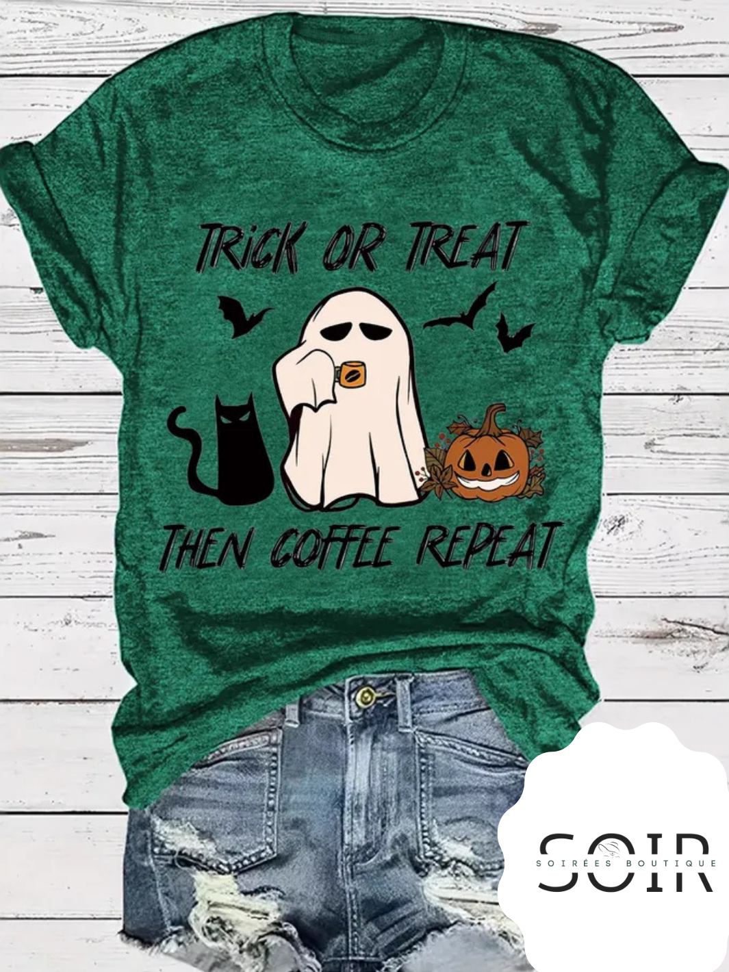 Trick, Treat & Caffeine Heat Short Sleeve Halloween T-Shirt