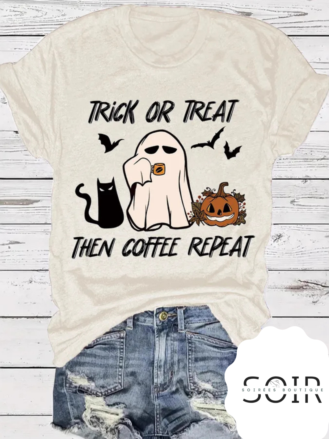 Trick, Treat & Caffeine Heat Short Sleeve Halloween T-Shirt