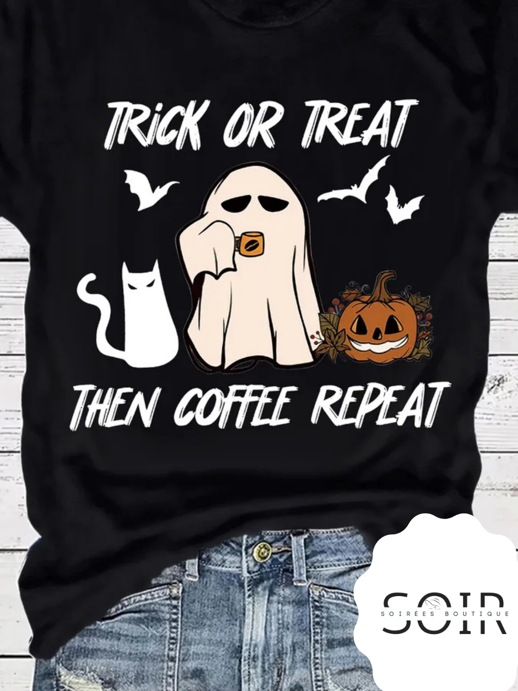 Trick, Treat & Caffeine Heat Short Sleeve Halloween T-Shirt