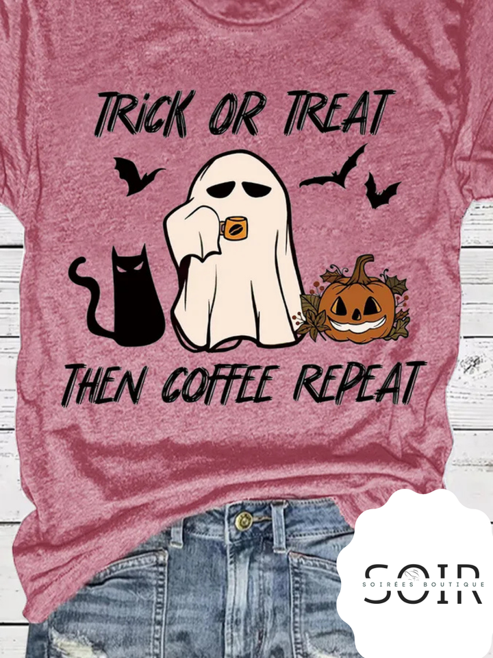 Trick, Treat & Caffeine Heat Short Sleeve Halloween T-Shirt