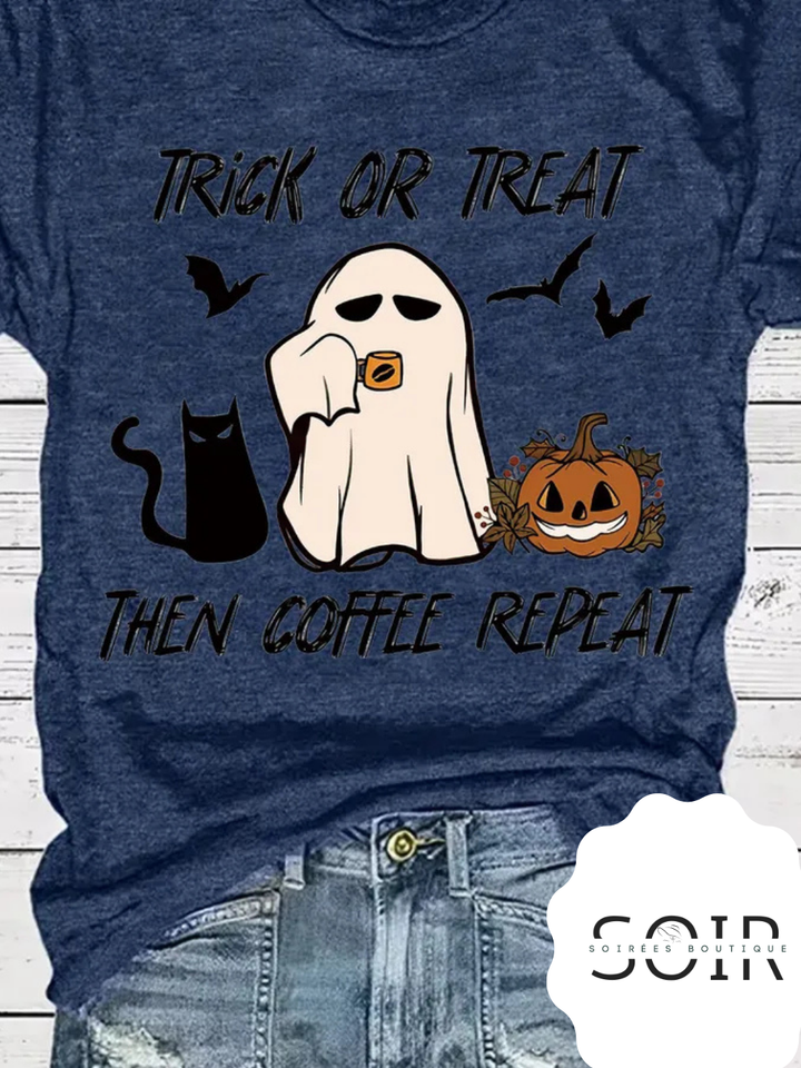 Trick, Treat & Caffeine Heat Short Sleeve Halloween T-Shirt