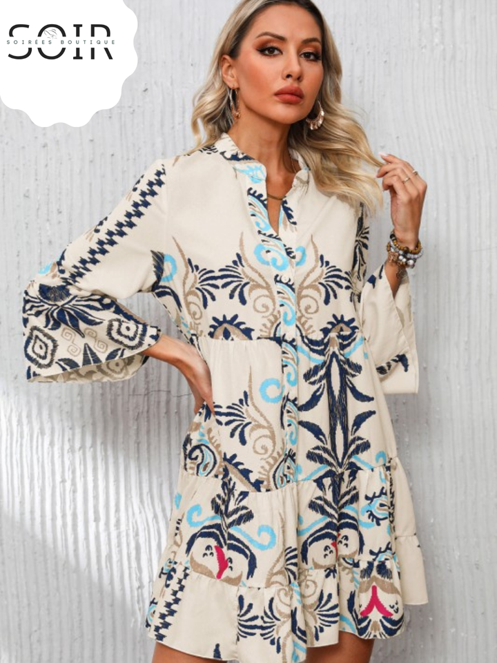 Sunlit Muse Buttoned Mini Dress