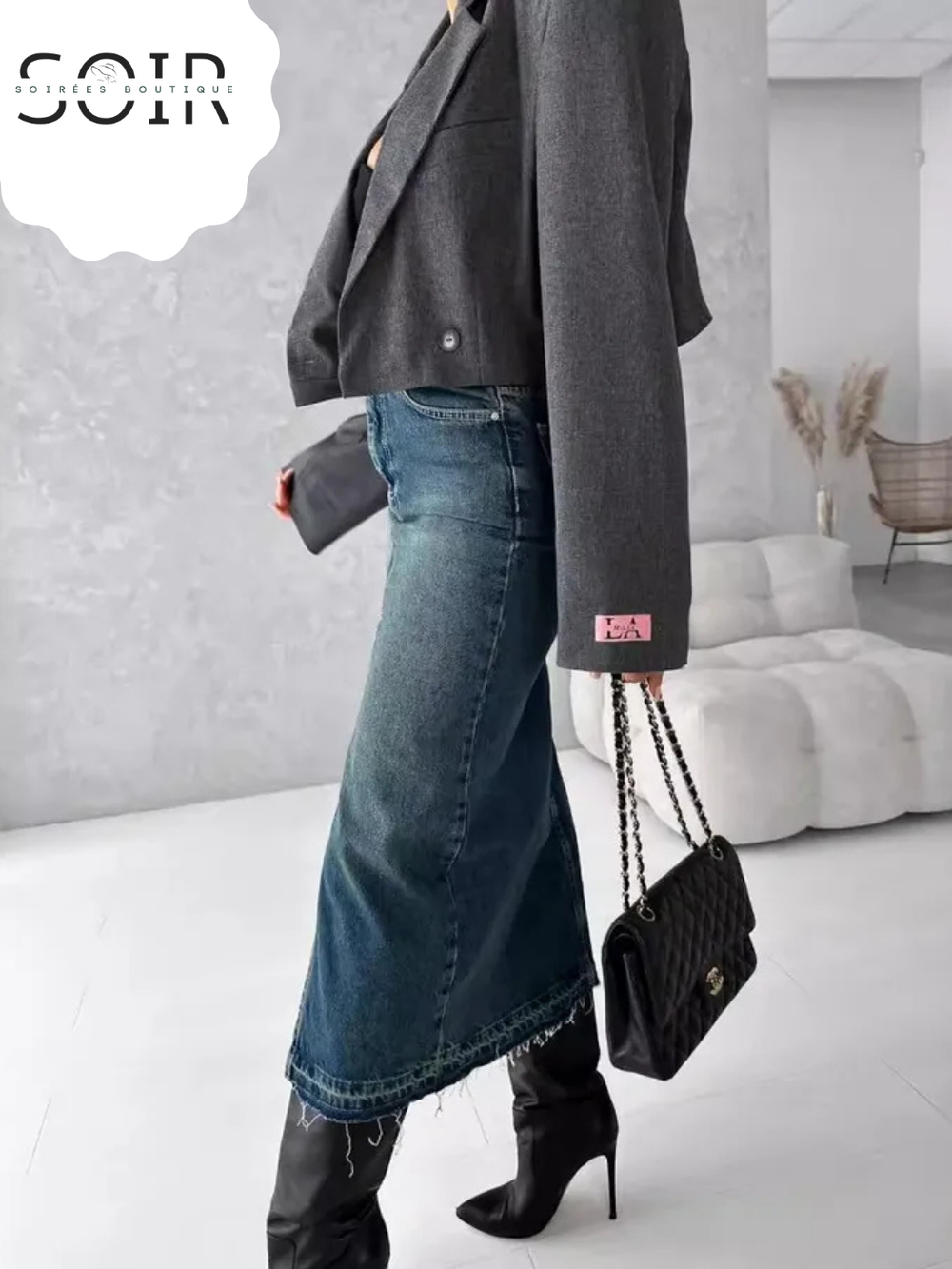 Concrete Muse: The Splitline Denim Midi Skirt