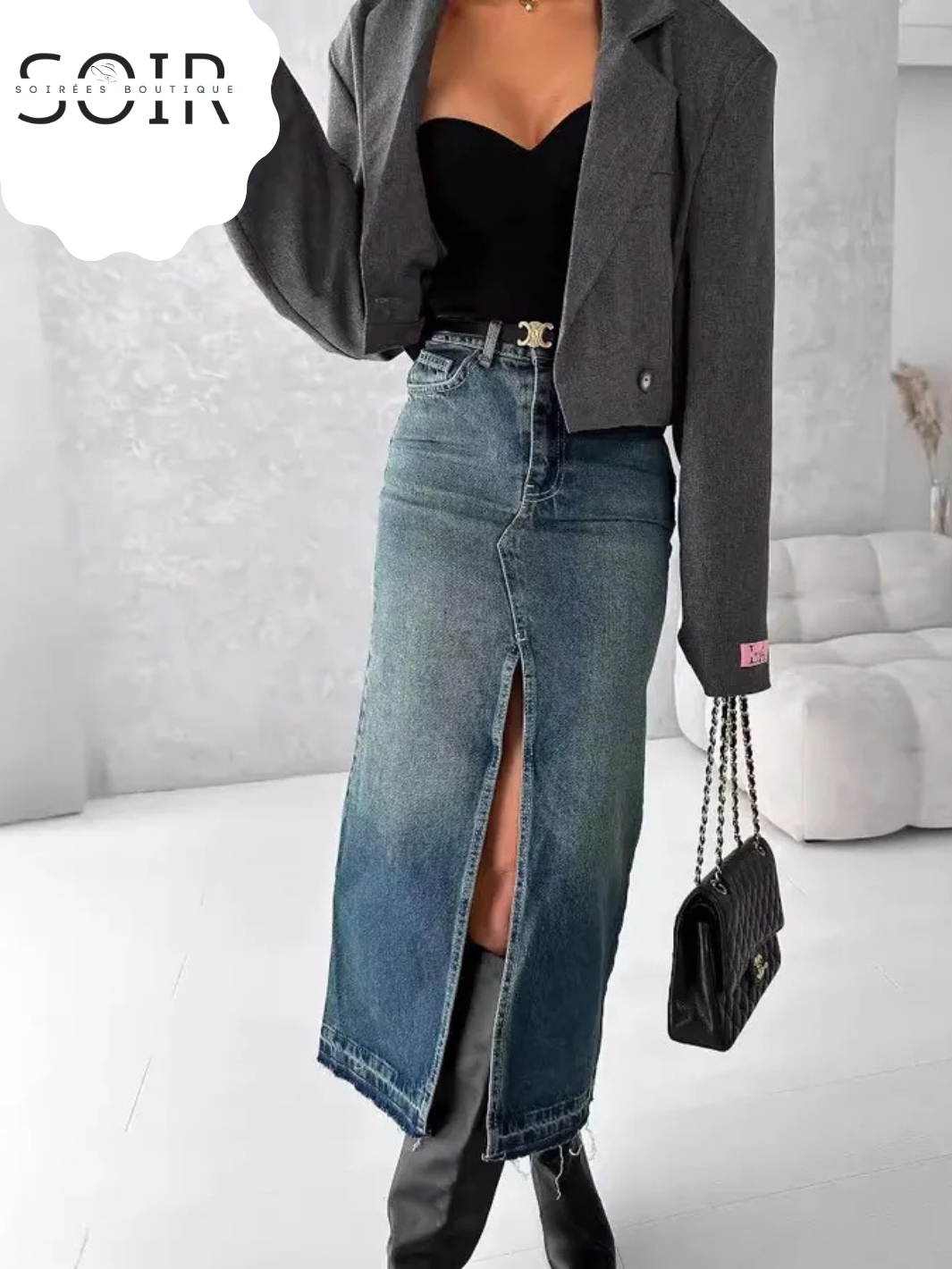 Concrete Muse: The Splitline Denim Midi Skirt