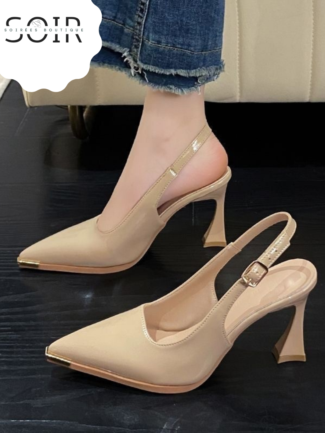 The Golden Pointe – Women’s Pointed-Toe Gold Accent Sandals