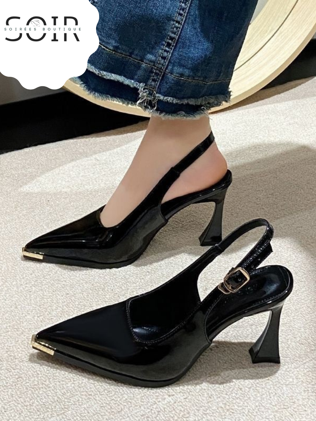 The Golden Pointe – Women’s Pointed-Toe Gold Accent Sandals