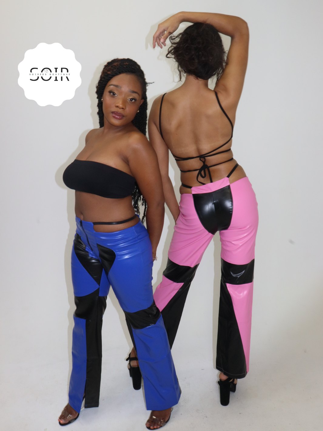Dirty Diana Leather Low Waist Illusion Thong Like Straight Leg Pants - Soirées Boutique