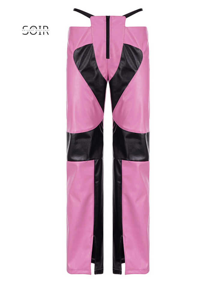 Dirty Diana Leather Low Waist Illusion Thong Like Straight Leg Pants - Soirées Boutique