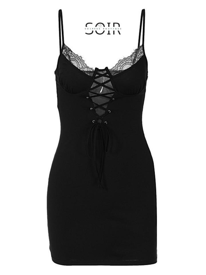 Lace Labyrinth Adjustable Mini Dress - Soirées Boutique