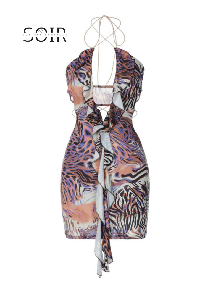 Wild Essence Ruffled Cascade Mini Dress - Soirées Boutique