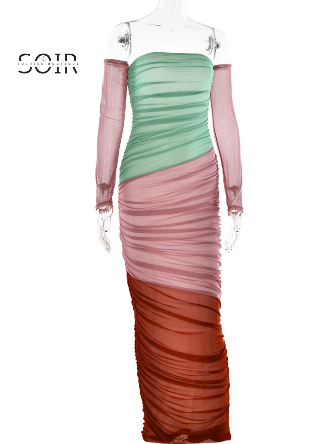 Spectrum Fusion Cold-Shoulder Pleat Gown - Soirées Boutique