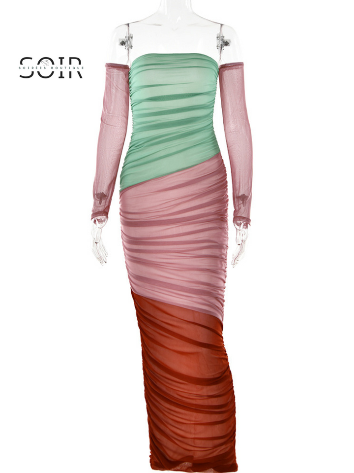 Spectrum Fusion Cold-Shoulder Pleat Gown - Soirées Boutique