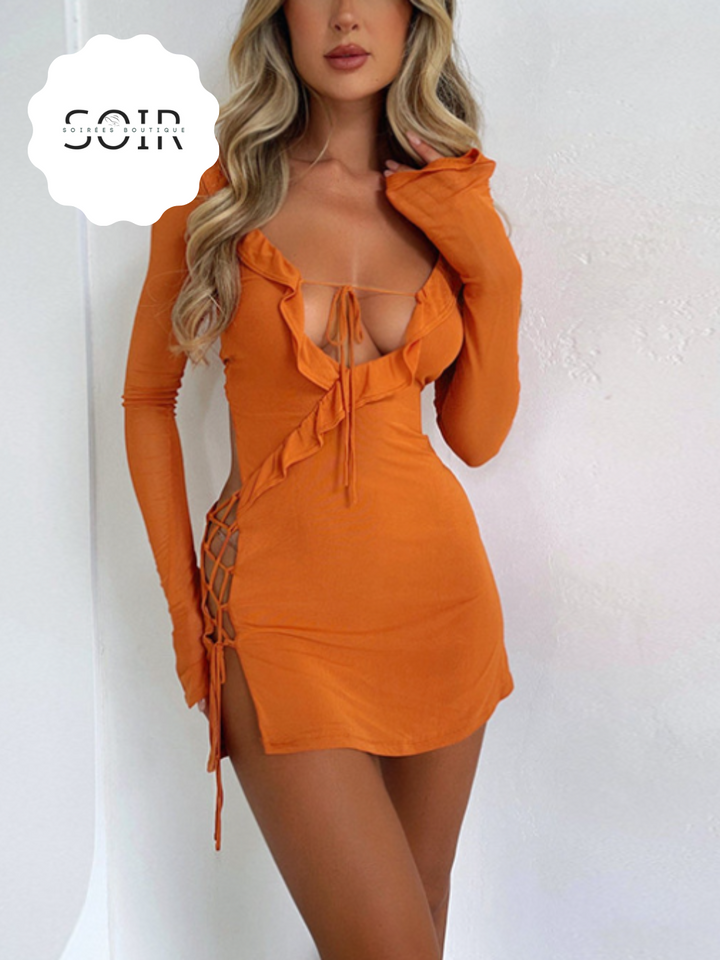 Ruffled Reverie Laced Luxe Dress - Soirées Boutique