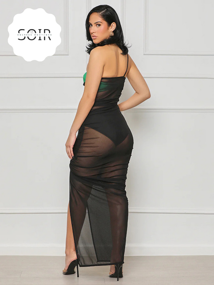 Noir Allure Adjustable Elevation Dress - Soirées Boutique