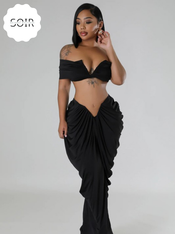 Eclipse Elegance Two-Piece Pleated Skirt Set