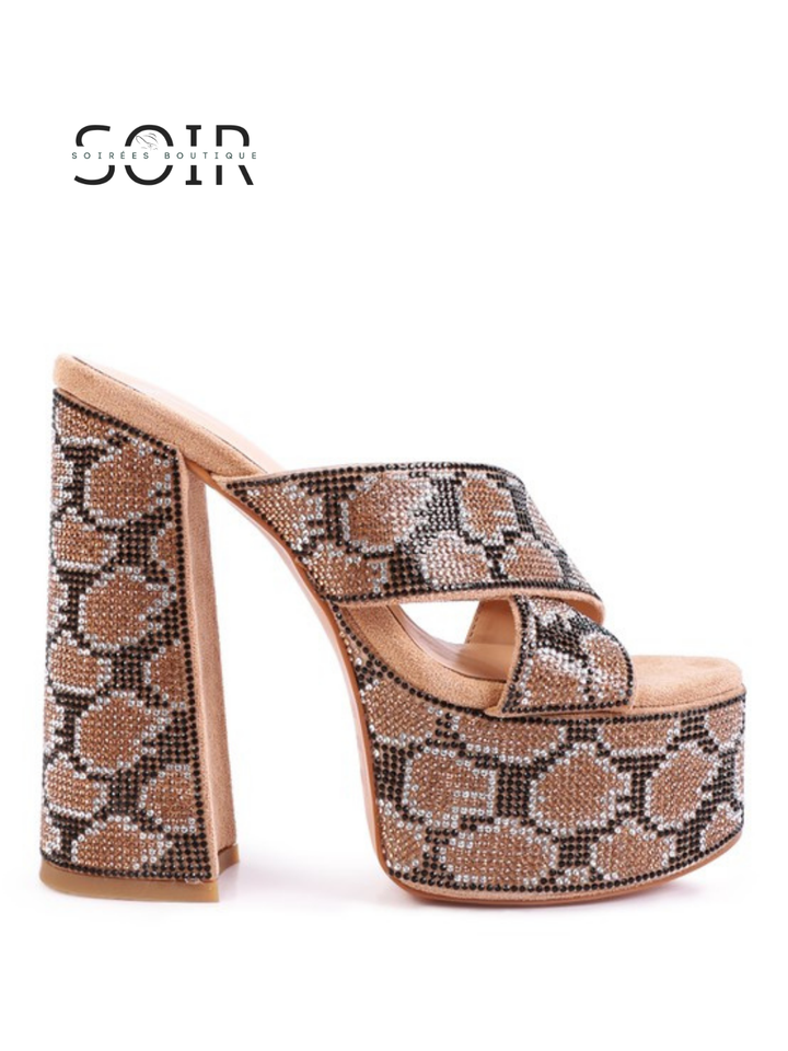 Glam Safari Rhinestone Platform Heels