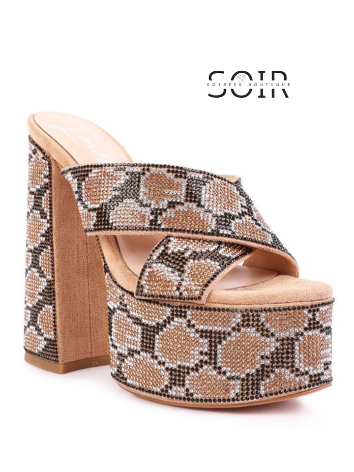 Glam Safari Rhinestone Platform Heels