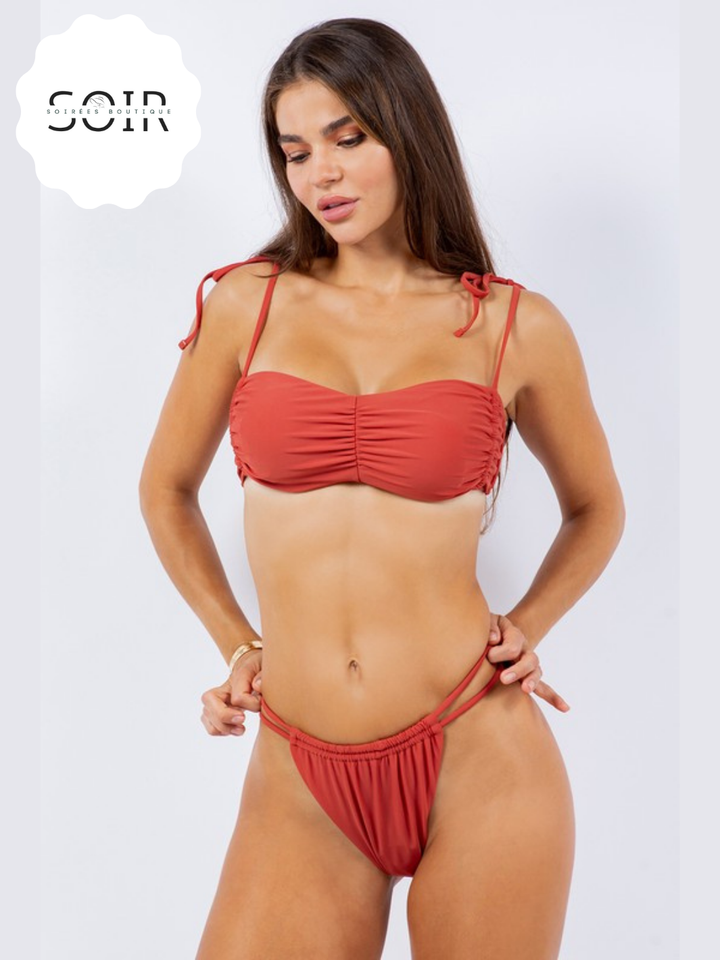 Coconut Chorus Two Piece Ruched Bikini