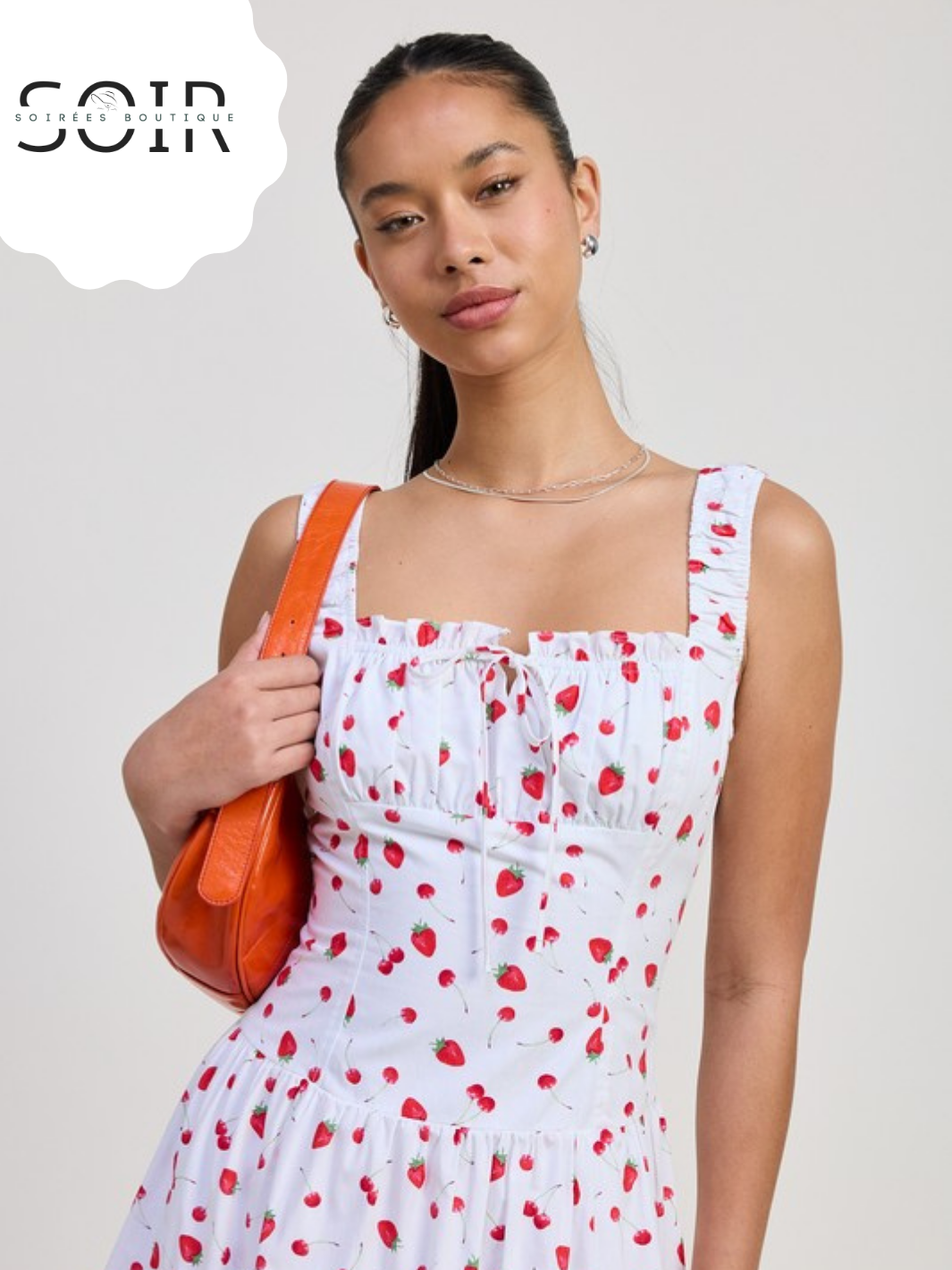 Strawberry Skies Poplin Midi Dress