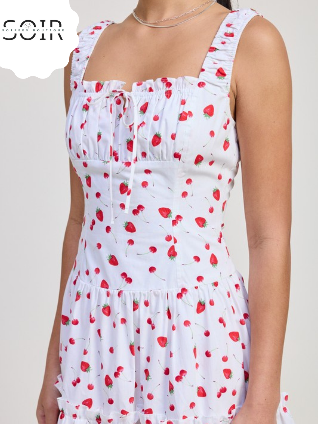 Strawberry Skies Poplin Midi Dress